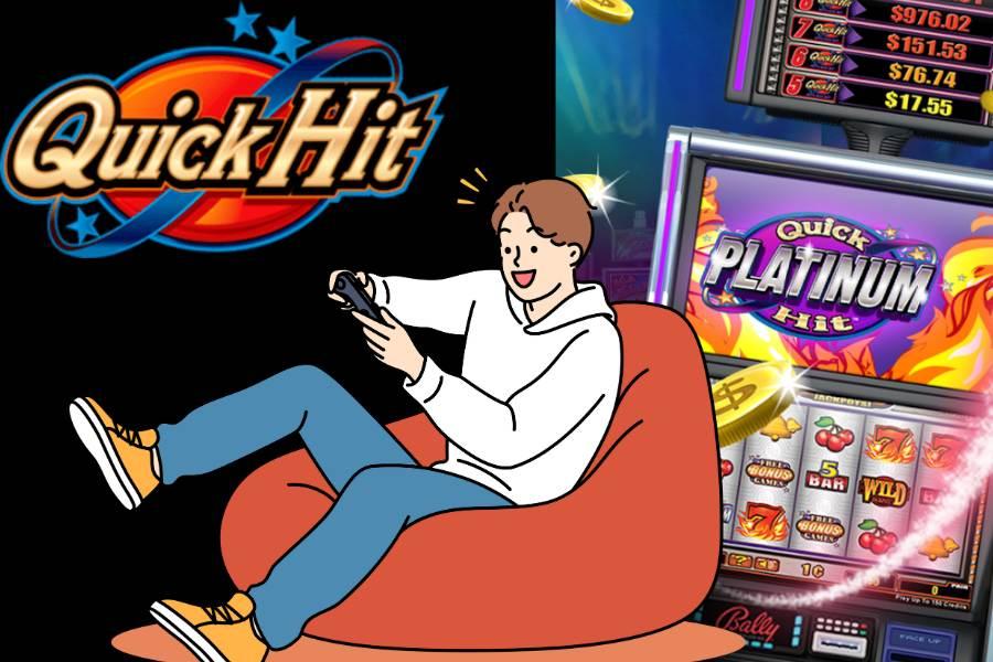 How to Play Quick Hit Slots: A Beginner's Guide 3 illustration of a man playing the game on mobile
